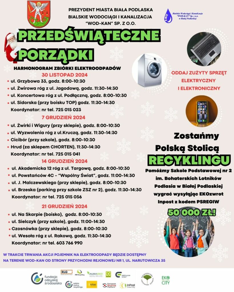 plakat informacyjny o zbiórce zużytego sprzętu elektrycznego i elektronicznego