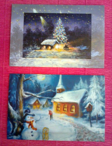 Fragment wystawy bożonarodzeniowych kart pocztowych